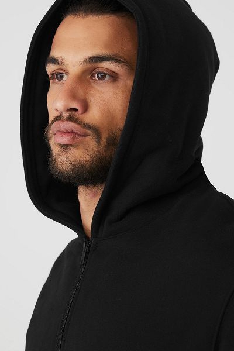 Moletom com Capuz Alo Yoga Renown Heavy Weight Full Zip Masculino Pretas | 5610-PGJDZ