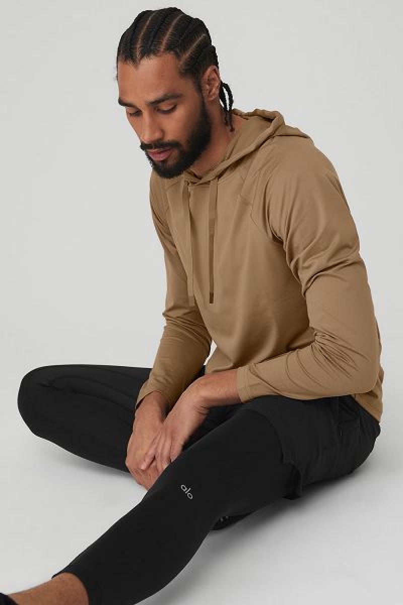 Moletom com Capuz Alo Yoga The Conquer Masculino Caqui | 9621-MHXRF