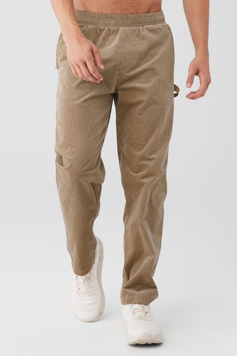 Moletons Alo Yoga Corduroy District Masculino Caqui | 9120-GYDJB