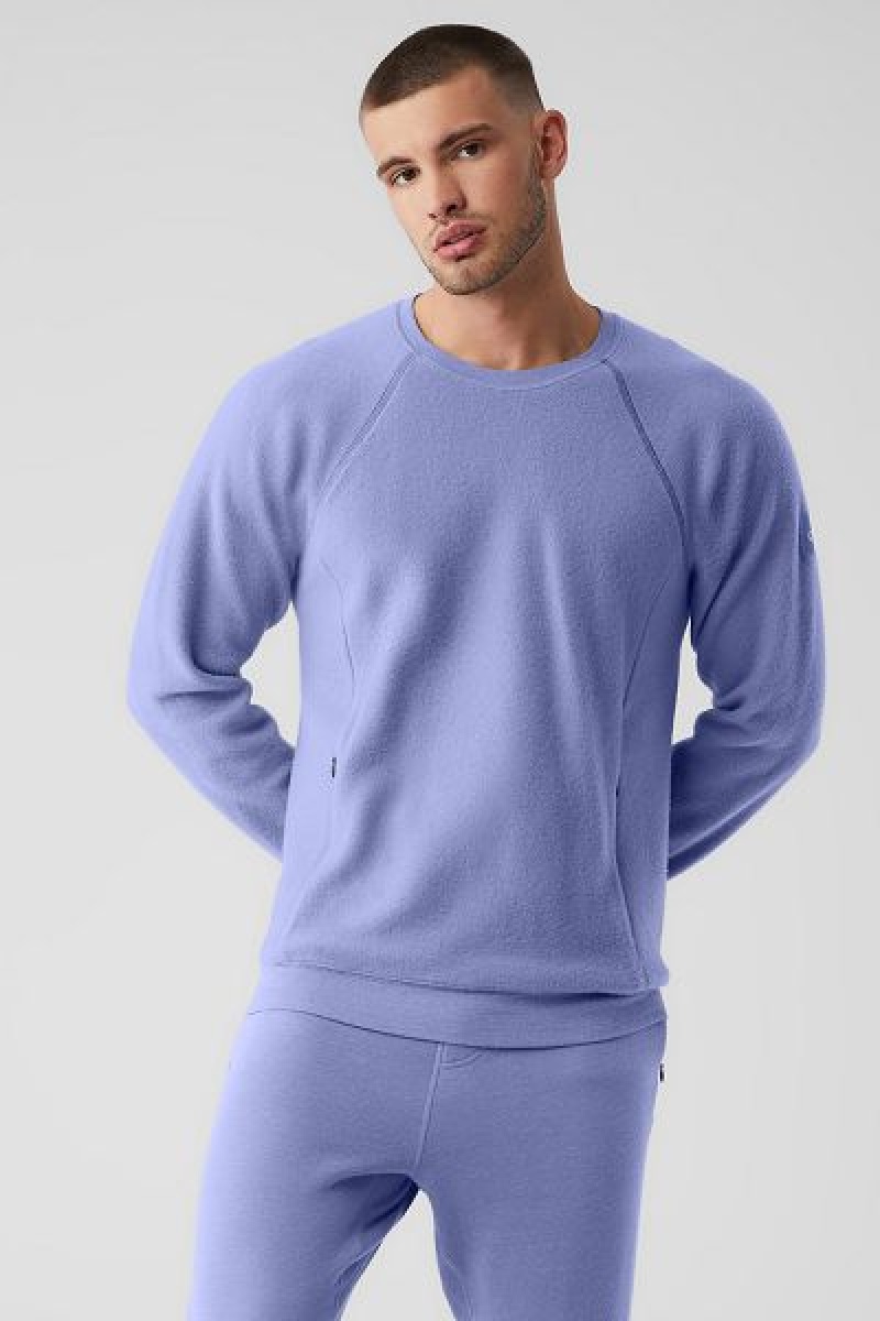 Moletons Alo Yoga Triumph Crew Neck Masculino Azuis | 7251-NHVIF