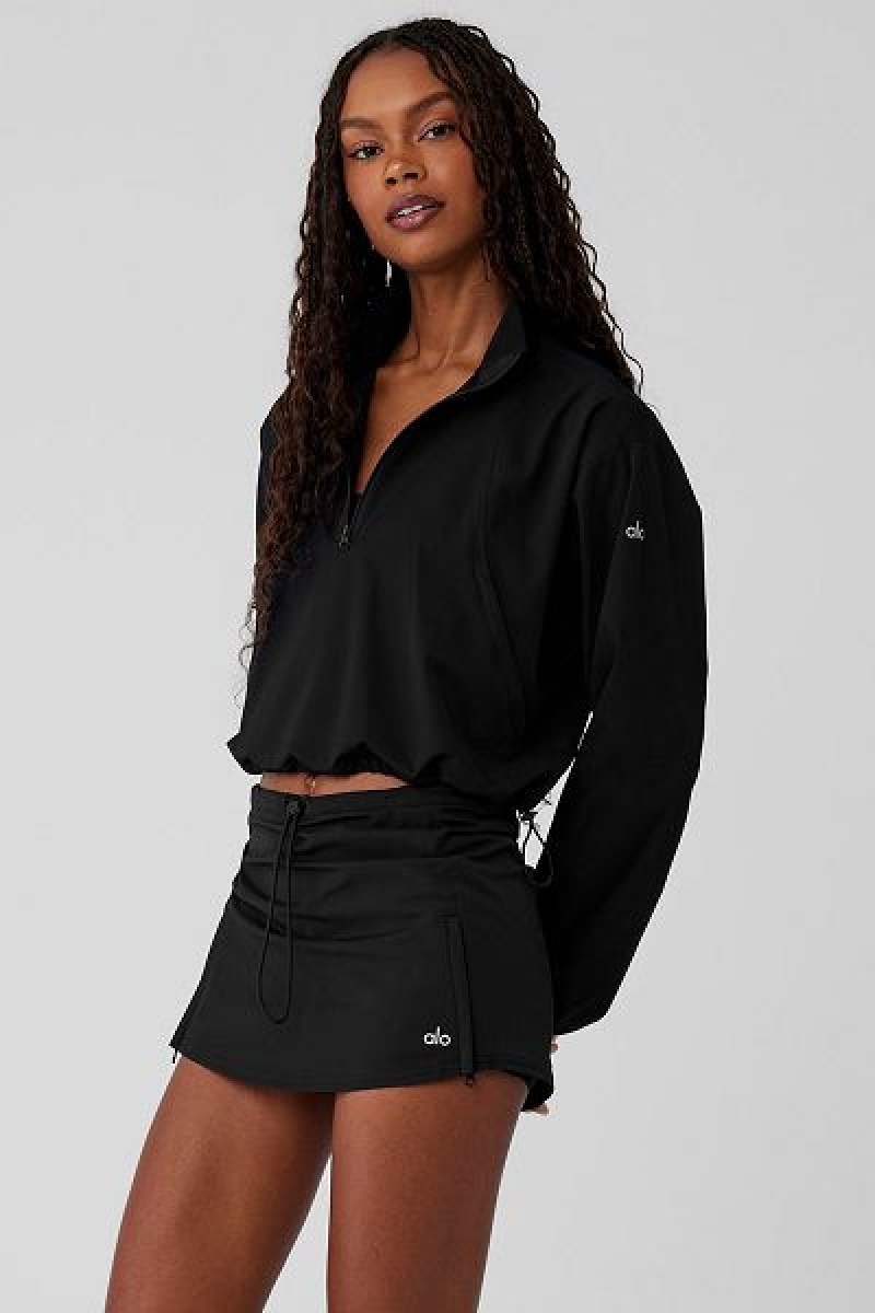 Pullovers Alo Yoga 1/4 Zip Cropped In The Lead Coverup Feminino Pretas | 2301-QXKBI