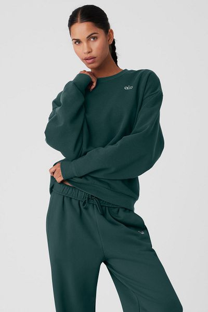 Pullovers Alo Yoga Accolade Crew Neck Feminino Verdes | 7245-AOHYU