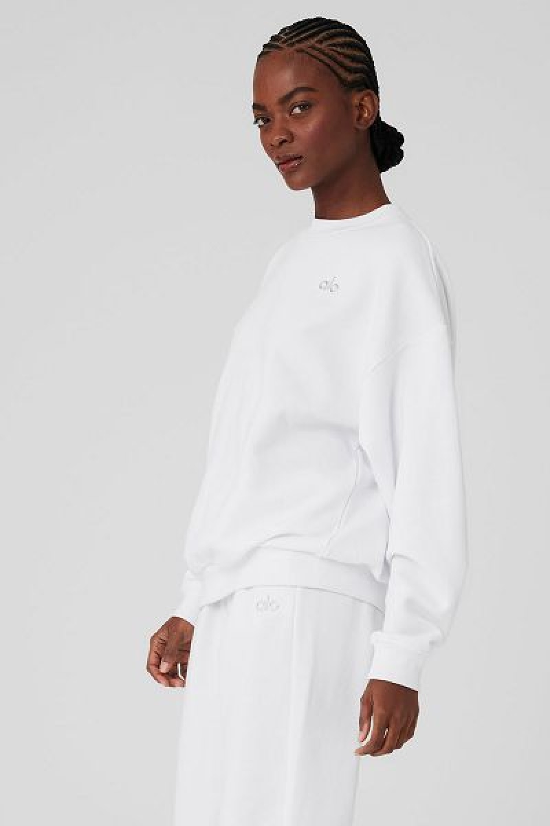 Pullovers Alo Yoga Accolade Crew Neck Feminino Branco | 5706-KVFLE