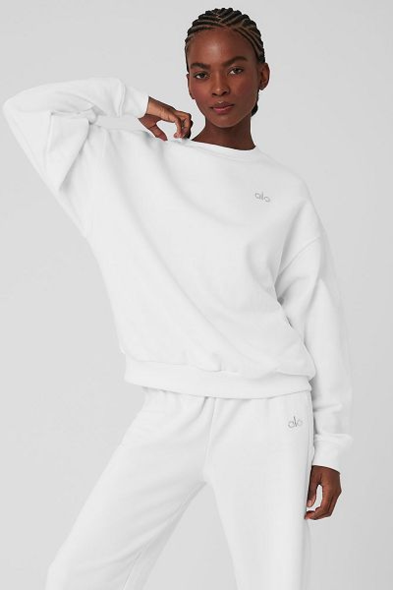 Pullovers Alo Yoga Accolade Crew Neck Feminino Branco | 5706-KVFLE