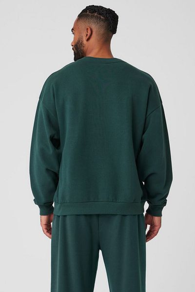 Pullovers Alo Yoga Accolade Crew Neck Masculino Verdes | 2370-FMIQK