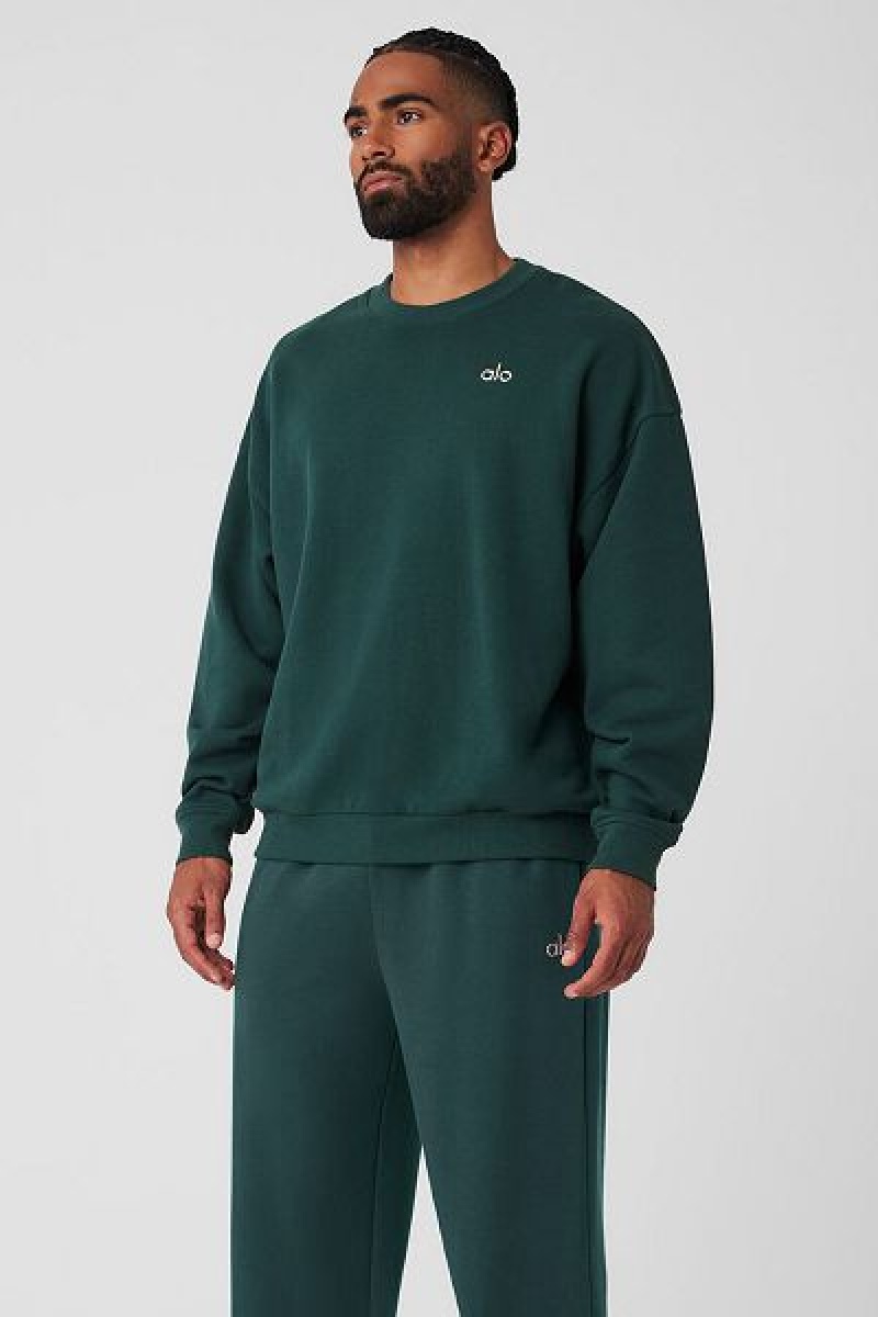 Pullovers Alo Yoga Accolade Crew Neck Masculino Verdes | 2370-FMIQK