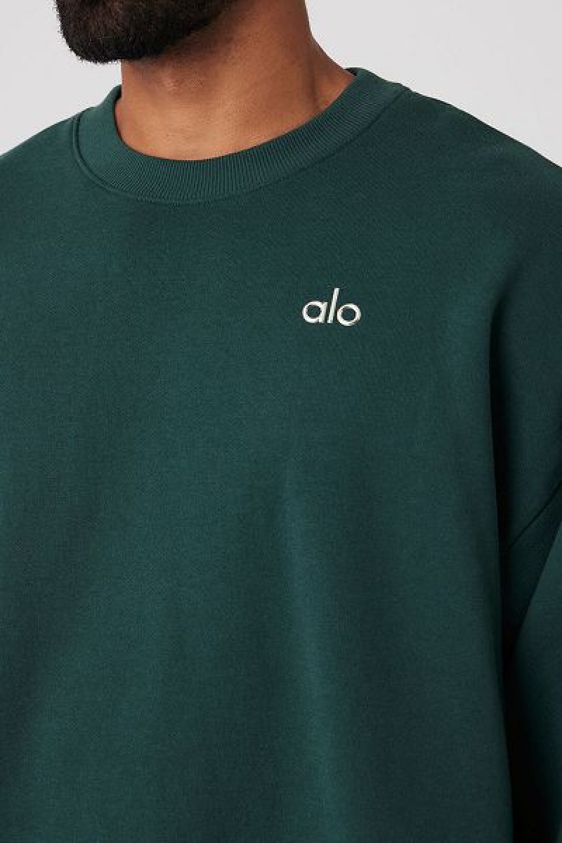 Pullovers Alo Yoga Accolade Crew Neck Masculino Verdes | 2370-FMIQK