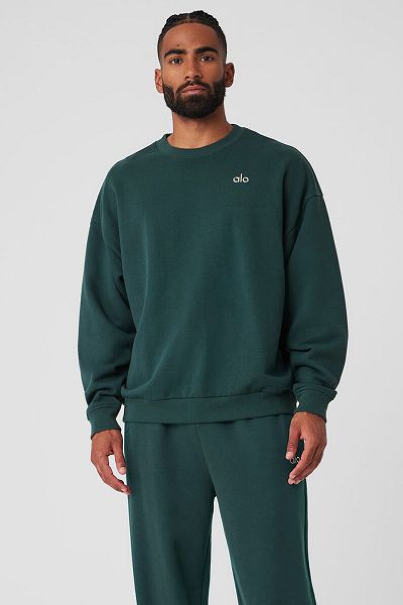 Pullovers Alo Yoga Accolade Crew Neck Masculino Verdes | 2370-FMIQK