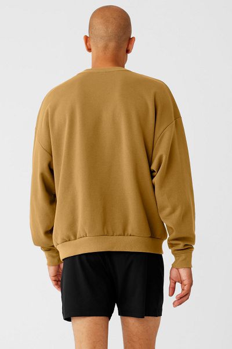 Pullovers Alo Yoga Accolade Crew Neck Masculino Verde Oliva | 0614-ZGWJT