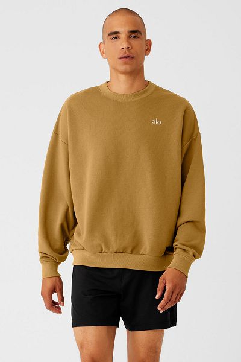 Pullovers Alo Yoga Accolade Crew Neck Masculino Verde Oliva | 0614-ZGWJT