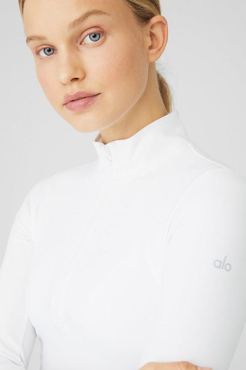 Pullovers Alo Yoga Alosoft 1/2 Zip Rapid Feminino Branco | 1524-CDJFZ