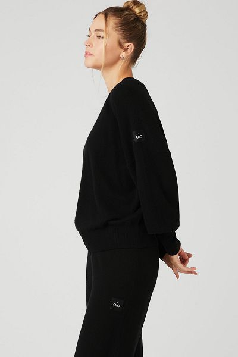 Pullovers Alo Yoga Cashmere Jet Set Crew Feminino Pretas | 8914-YWZBK