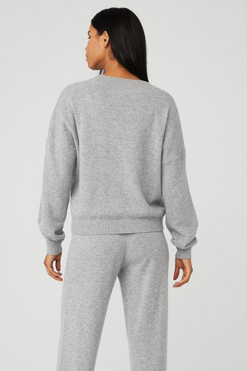 Pullovers Alo Yoga Cashmere Jet Set V-Neck Feminino Cinzentas | 2948-CUJQL