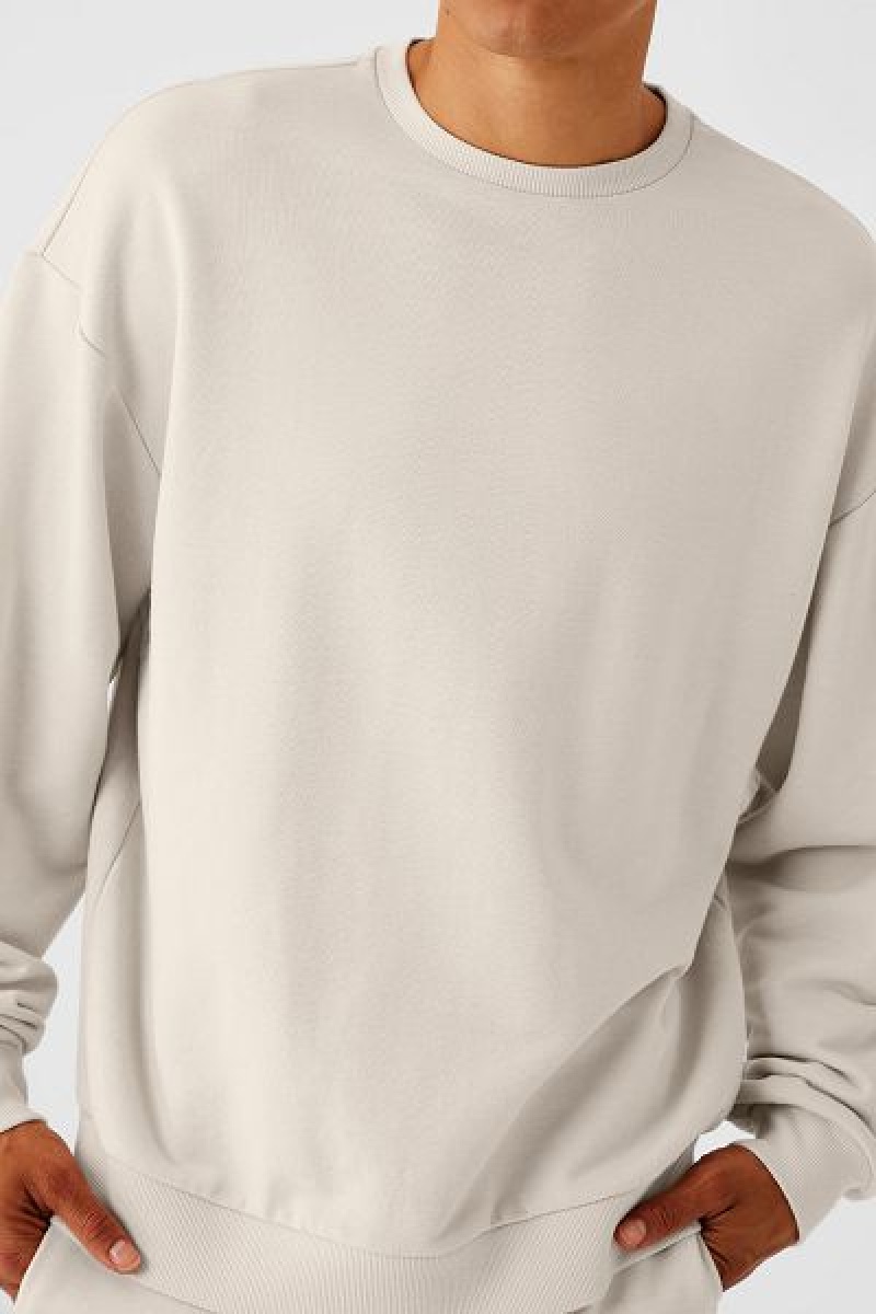 Pullovers Alo Yoga Chill Crew Masculino Bege | 8351-DTNZG