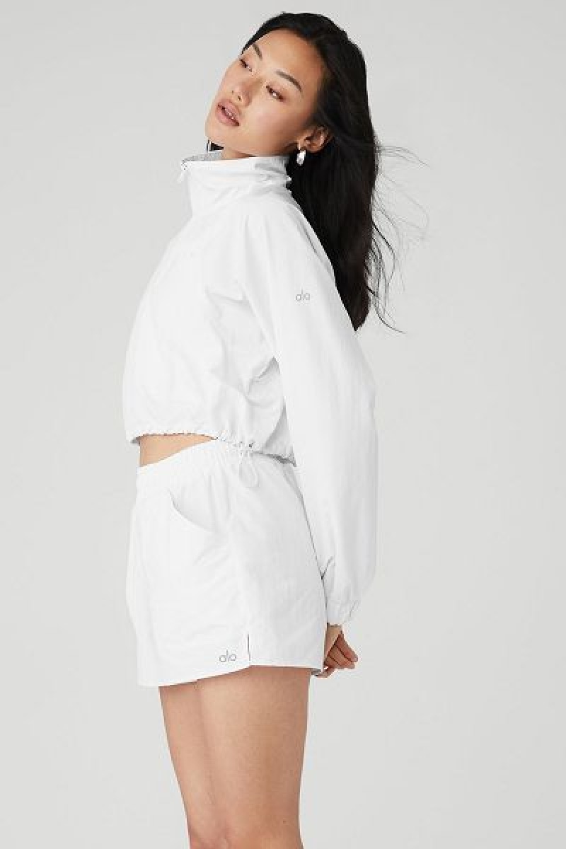 Pullovers Alo Yoga Cropped 1/4 Zip Alumni Feminino Branco | 0597-AEIGU