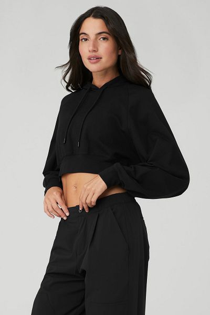 Pullovers Alo Yoga Cropped Double Take Feminino Pretas | 6049-AEWNB