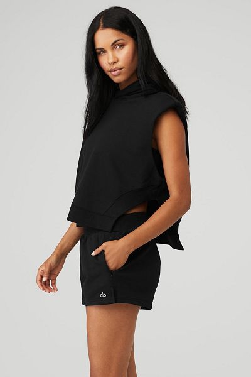 Pullovers Alo Yoga Cropped Headliner Shoulder Pad Sem Manga Coverup Feminino Pretas | 3192-IQMZP