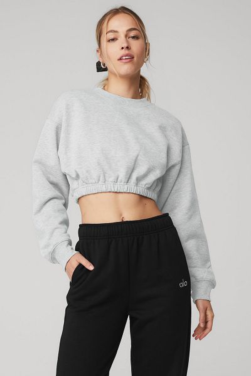 Pullovers Alo Yoga Devotion Crew Neck Feminino Cinzentas | 6418-WGLYO