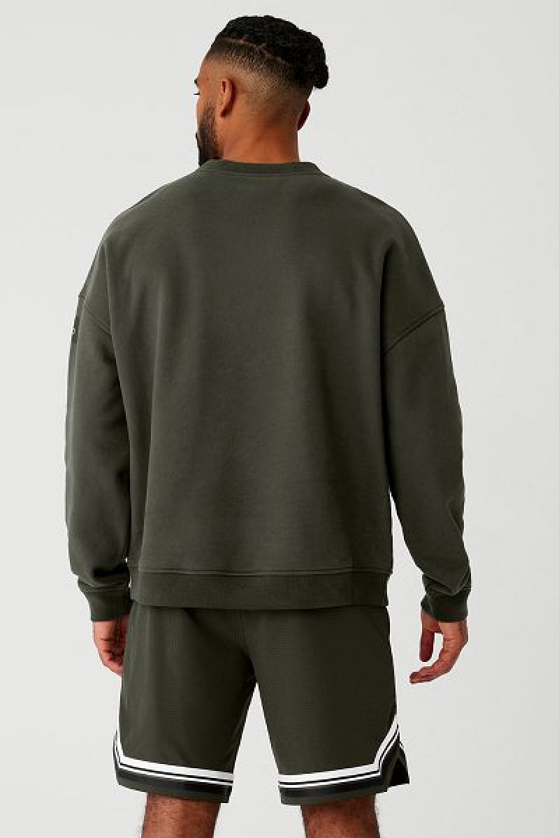 Pullovers Alo Yoga Renown Heavy Weight Crew Neck Masculino Verdes | 5130-OAZSC