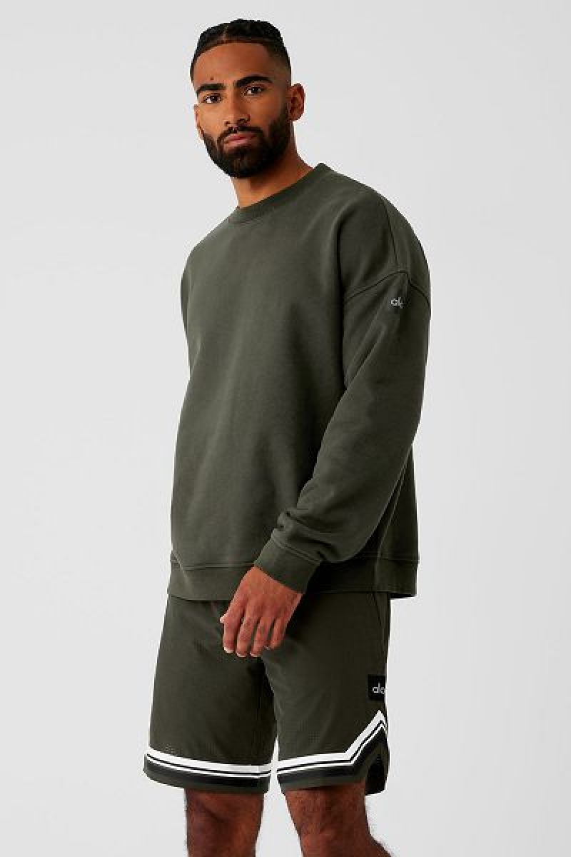 Pullovers Alo Yoga Renown Heavy Weight Crew Neck Masculino Verdes | 5130-OAZSC