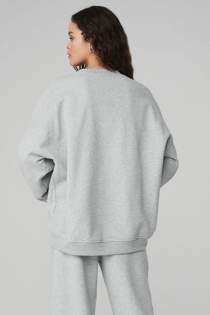 Pullovers Alo Yoga Renown Heavy Weight Crew Neck Feminino Cinzentas | 8597-PDKQJ