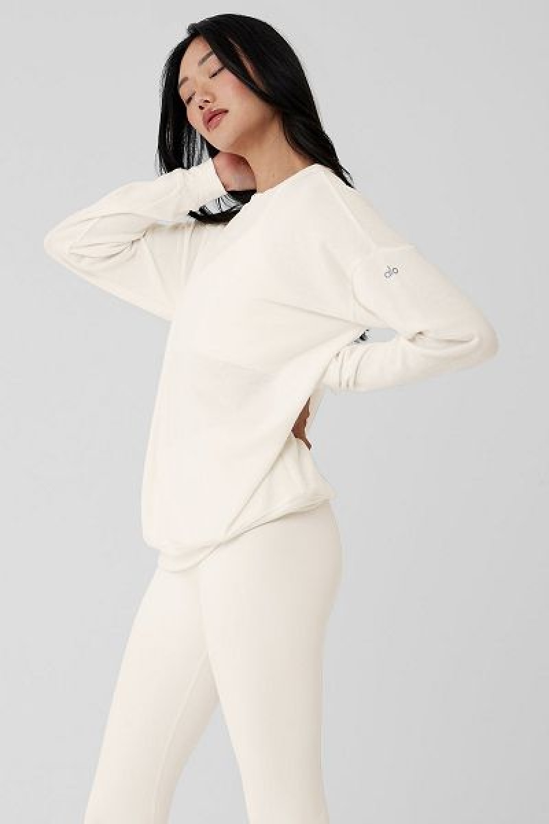 Pullovers Alo Yoga Soho Feminino Branco | 2418-XTQCY