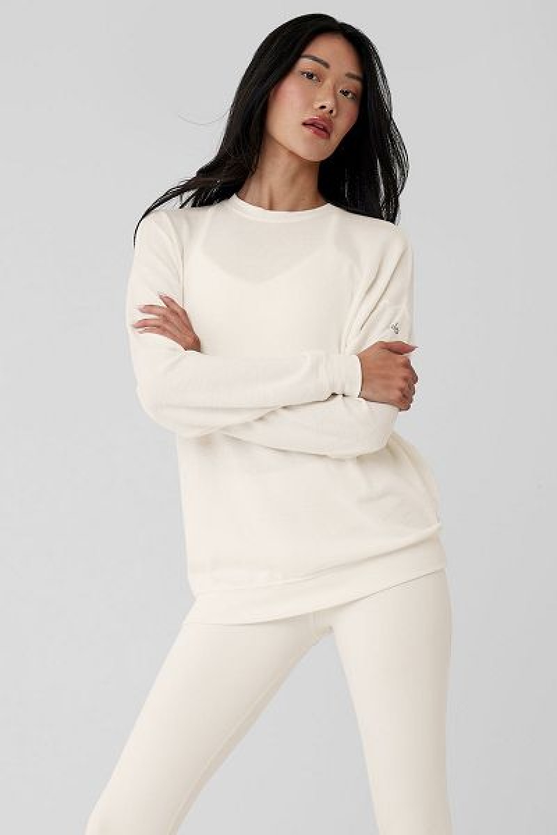 Pullovers Alo Yoga Soho Feminino Branco | 2418-XTQCY