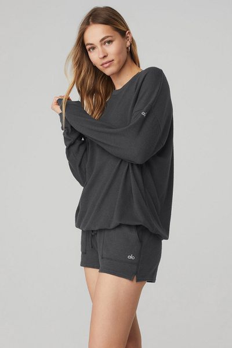 Pullovers Alo Yoga Soho Feminino Cinzentas Escuro | 9306-FICWA