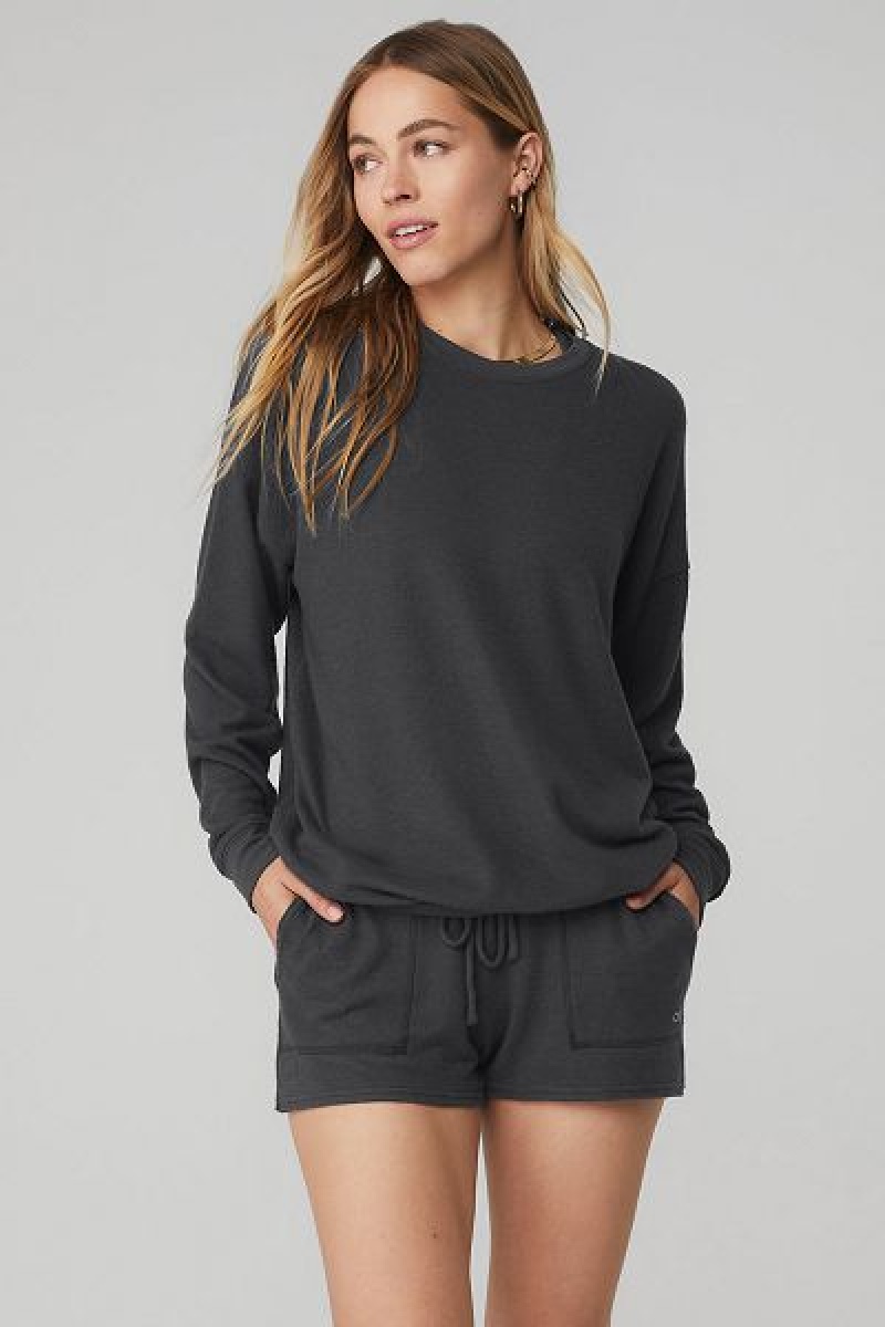 Pullovers Alo Yoga Soho Feminino Cinzentas Escuro | 9306-FICWA