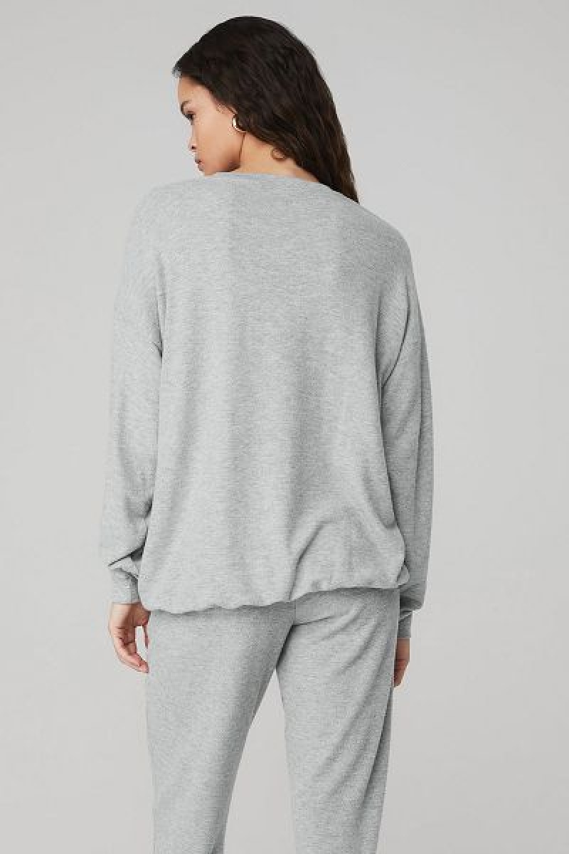 Pullovers Alo Yoga Soho Feminino Cinzentas | 7398-THXBW