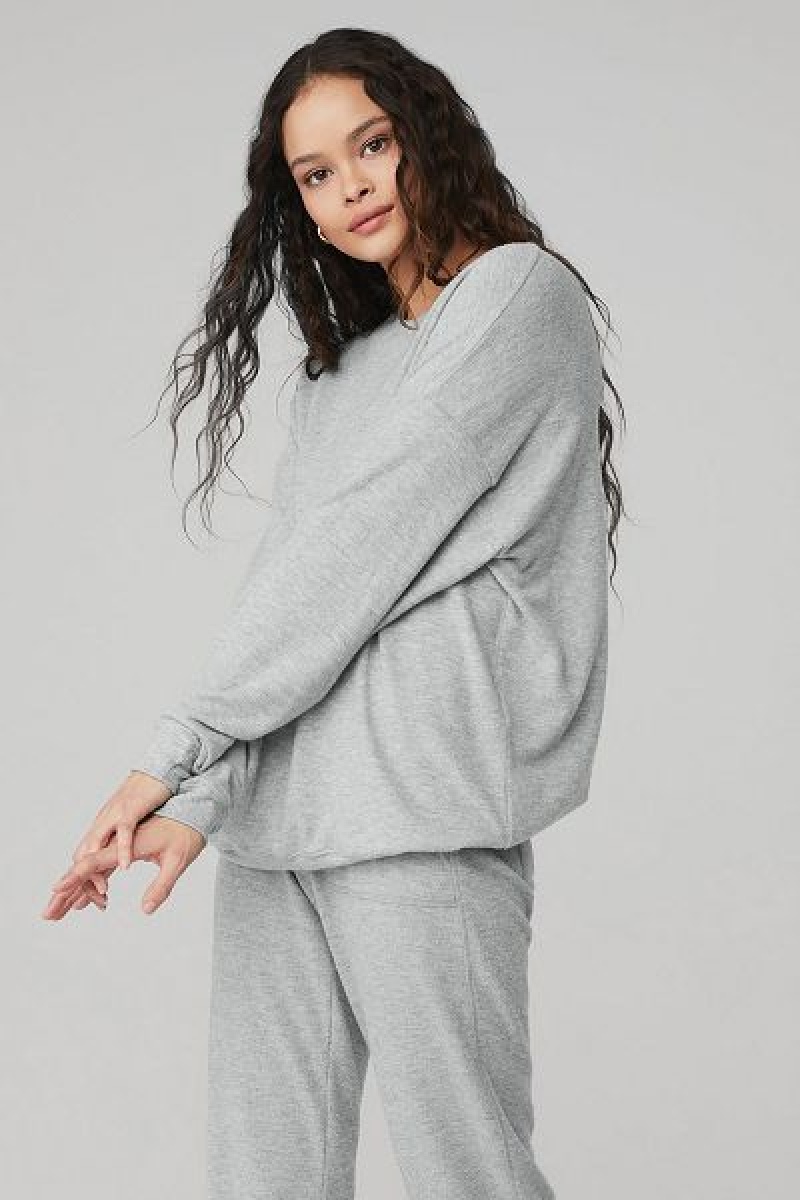 Pullovers Alo Yoga Soho Feminino Cinzentas | 7398-THXBW