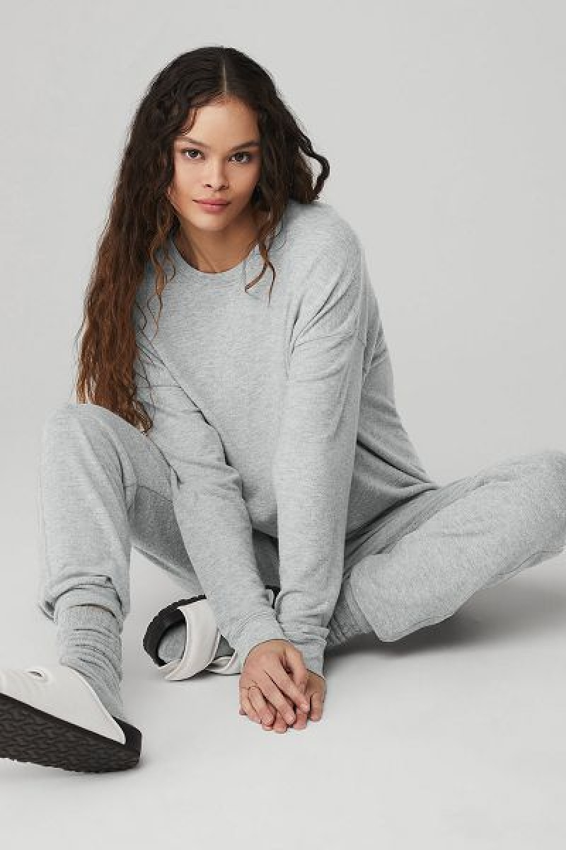 Pullovers Alo Yoga Soho Feminino Cinzentas | 7398-THXBW