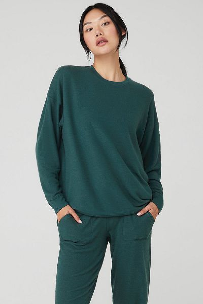 Pullovers Alo Yoga Soho Feminino Verdes | 8713-GVIXT