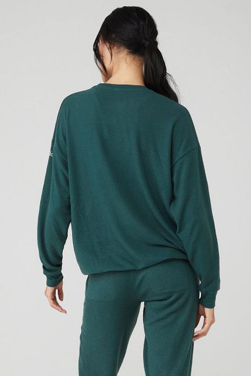 Pullovers Alo Yoga Soho Feminino Verdes | 8713-GVIXT