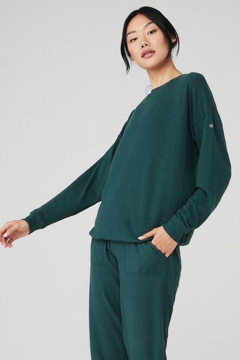 Pullovers Alo Yoga Soho Feminino Verdes | 8713-GVIXT