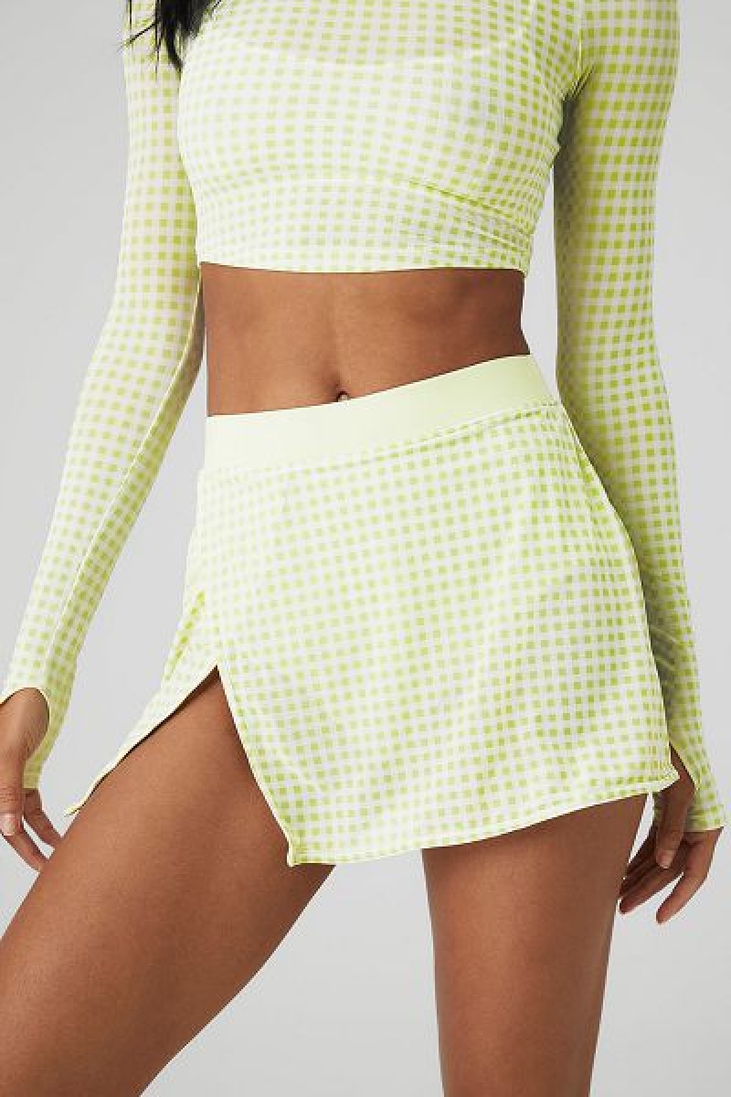 Saias Alo Yoga Mesh Gingham Feminino Verdes | 7235-SFBNA