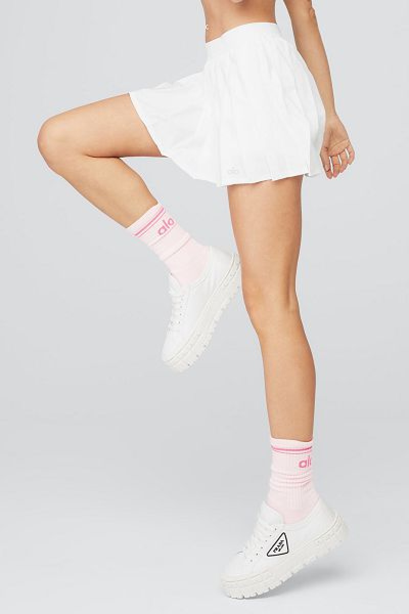 Saias Alo Yoga Varsity Tenis Feminino Branco | 8570-ZKMSI