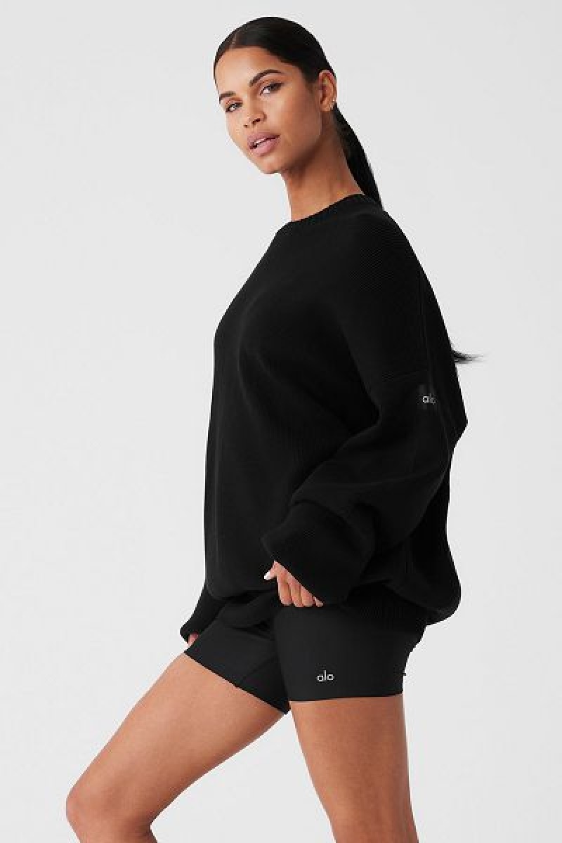 Suéteres Alo Yoga Scholar Crew Neck Feminino Pretas | 9817-RAJVS