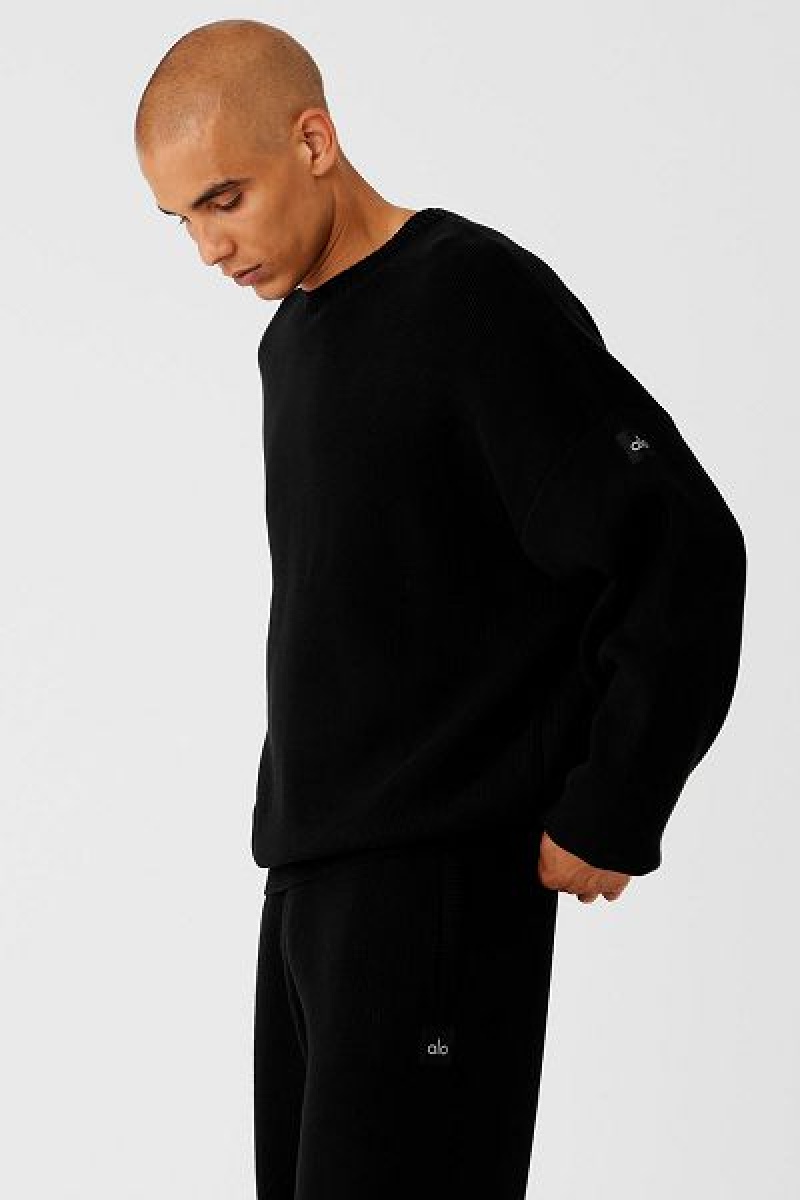 Suéteres Alo Yoga Scholar Crew Neck Masculino Pretas | 5168-NZIYF