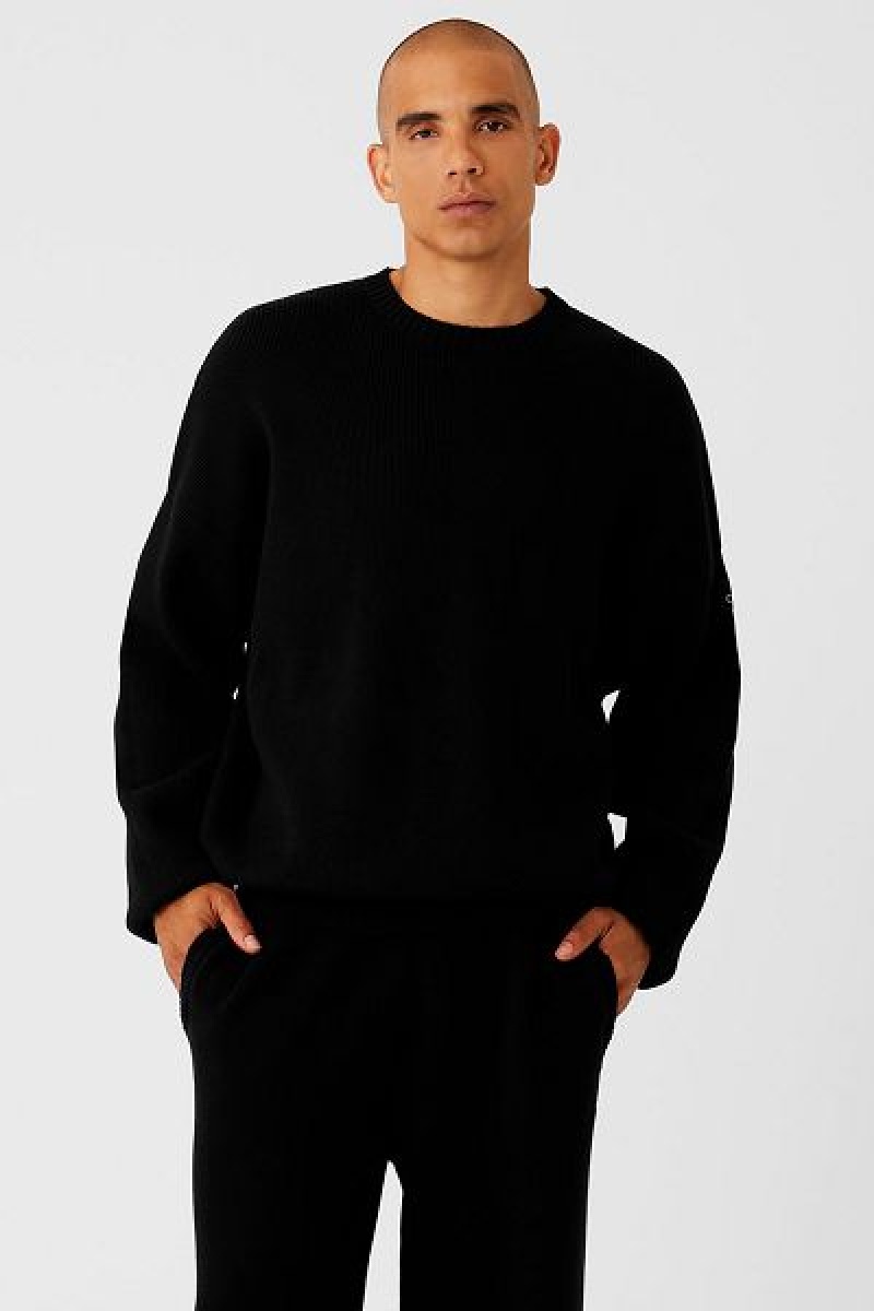 Suéteres Alo Yoga Scholar Crew Neck Masculino Pretas | 5168-NZIYF