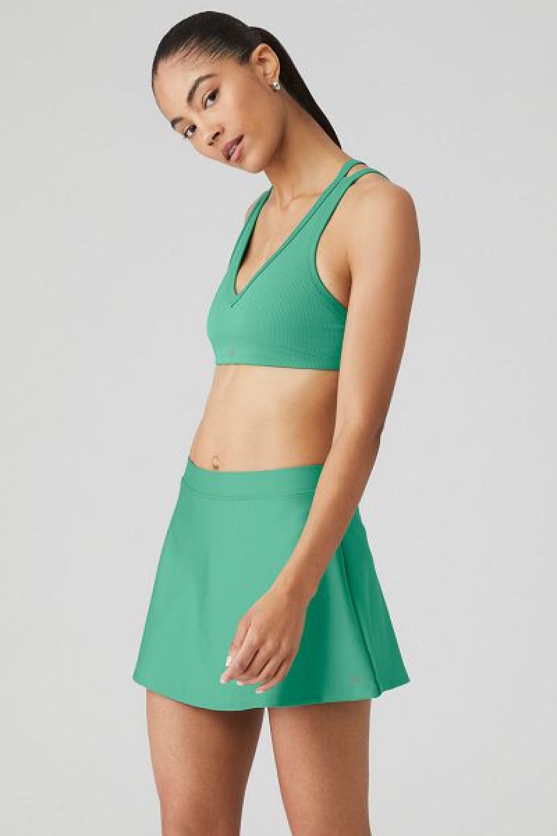 Sutiãs Alo Yoga Airlift Com Nervuras Jump Start V-Neck Feminino Verdes | 8160-CUXSL