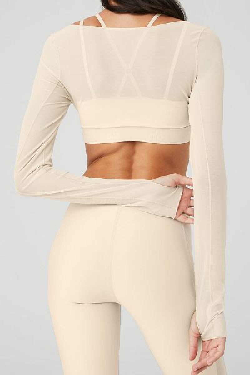 Sutiãs Alo Yoga Airlift Long Sleeve Ballet Dream Feminino Bege | 7240-DARKC