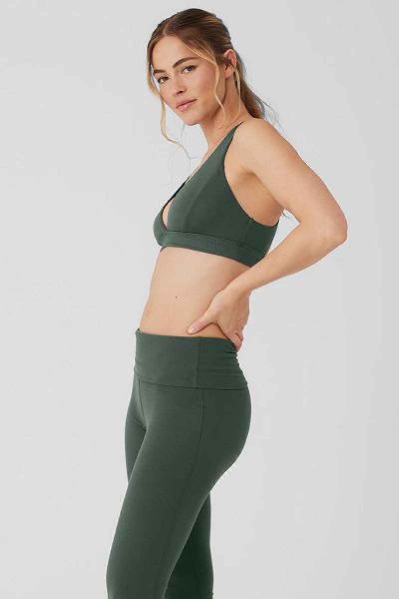 Sutiãs Alo Yoga Alosoft Show Stopper Feminino Verdes Escuro | 2850-ODYEG