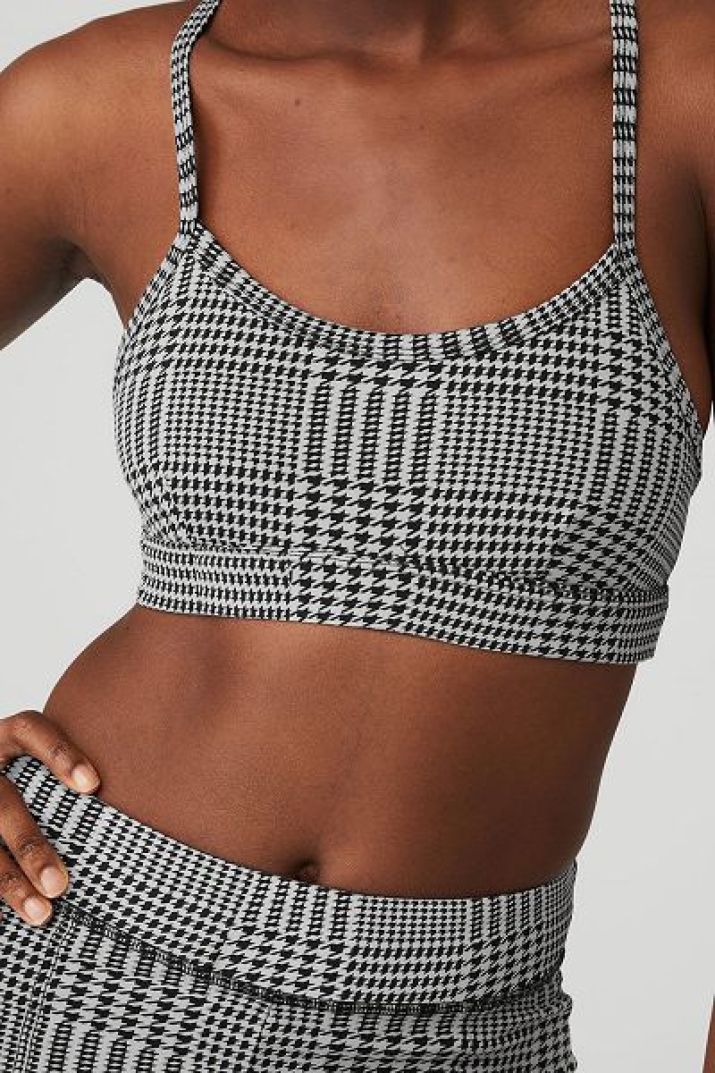 Sutiãs Alo Yoga Jacquard Glenplaid Gratitude Feminino Titânio Pretas | 4502-KQOZC