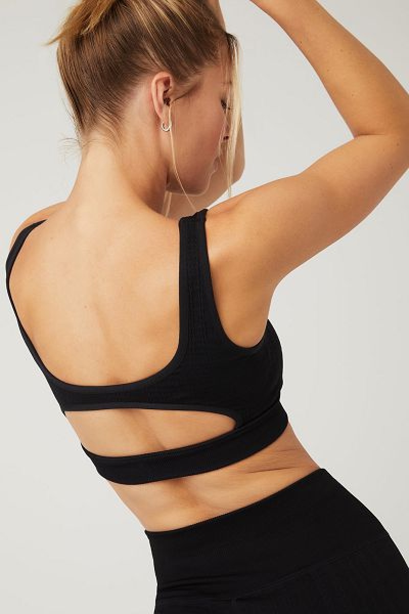 Sutiãs Alo Yoga Seamless Cable Knit Feminino Pretas | 2574-TCWQI