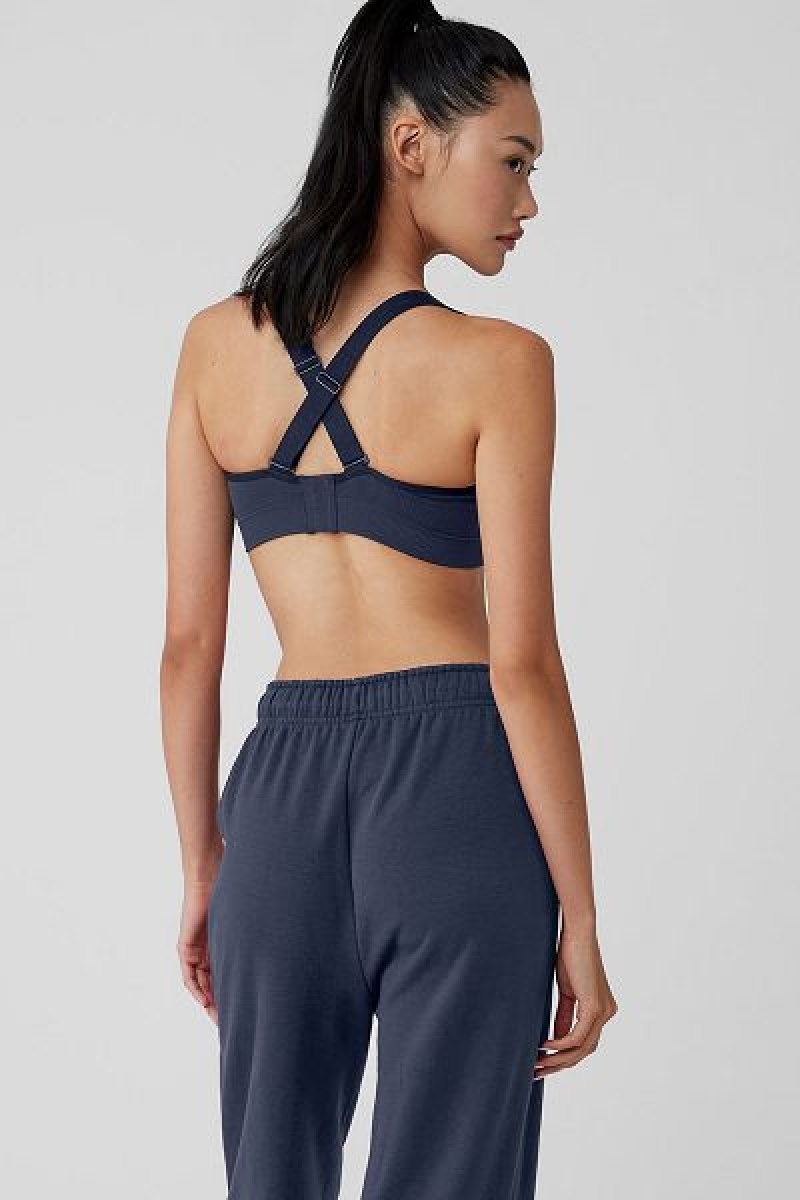 Sutiãs Alo Yoga Seamless Com Nervuras Favorite Feminino Azul Marinho | 4051-WOBEV