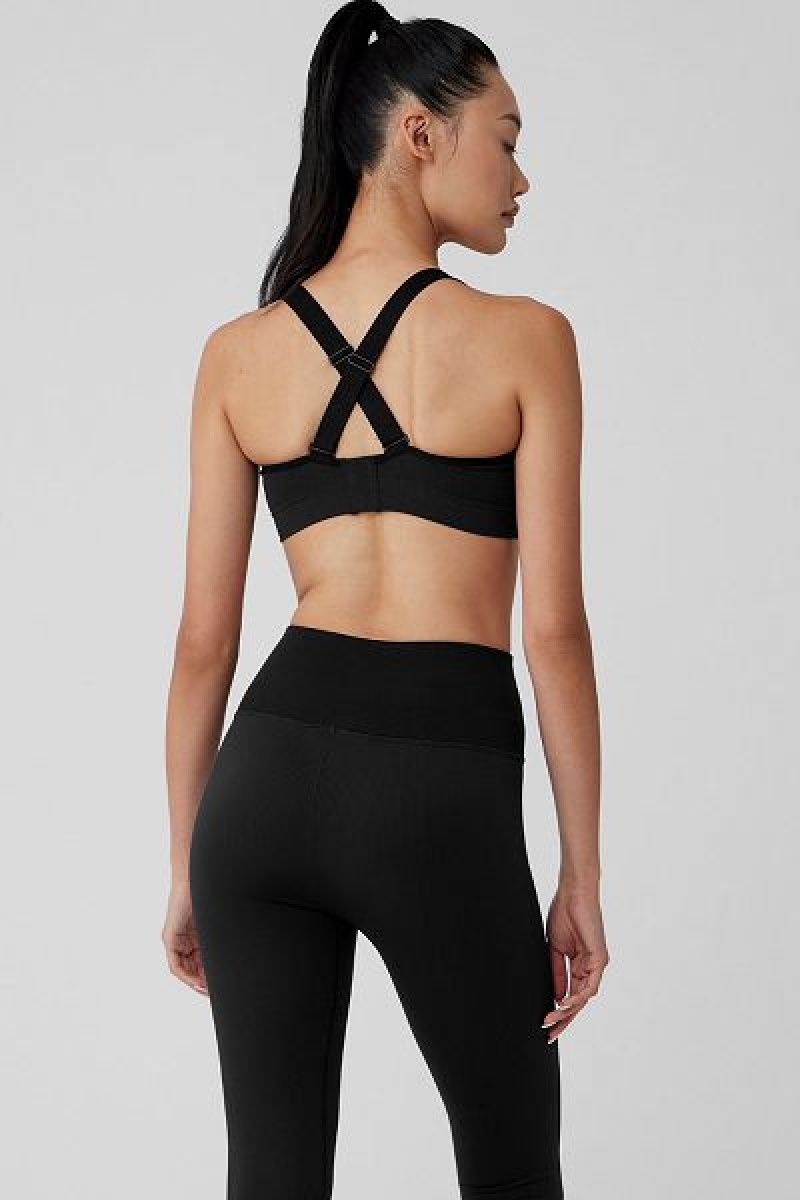 Sutiãs Alo Yoga Seamless Com Nervuras Favorite Feminino Pretas | 3275-RWCJZ