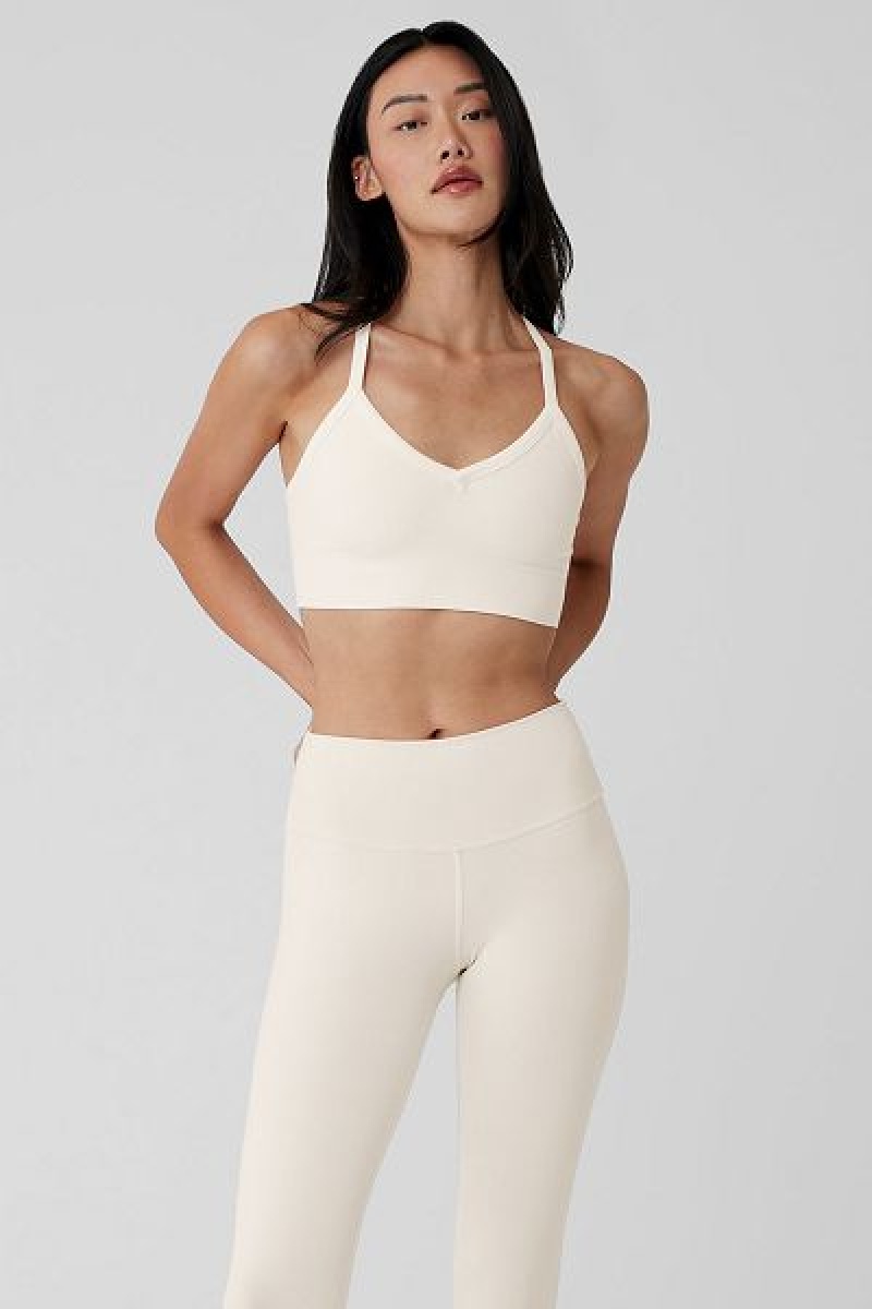 Sutiãs Alo Yoga Seamless Com Nervuras Low Back Feminino Branco | 0613-ODHNE