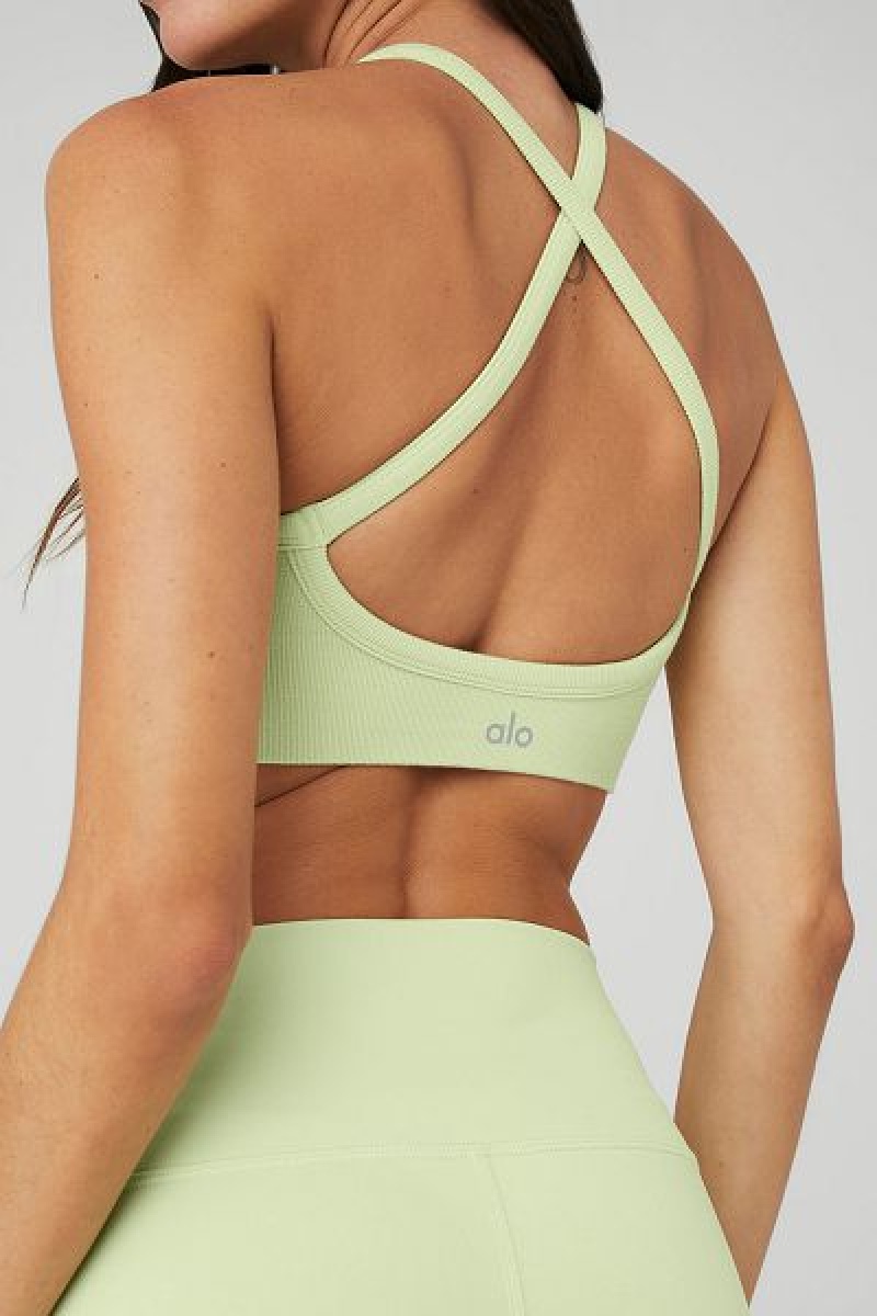 Sutiãs Alo Yoga Seamless Com Nervuras Low Back Feminino Verdes | 3267-CLUMD