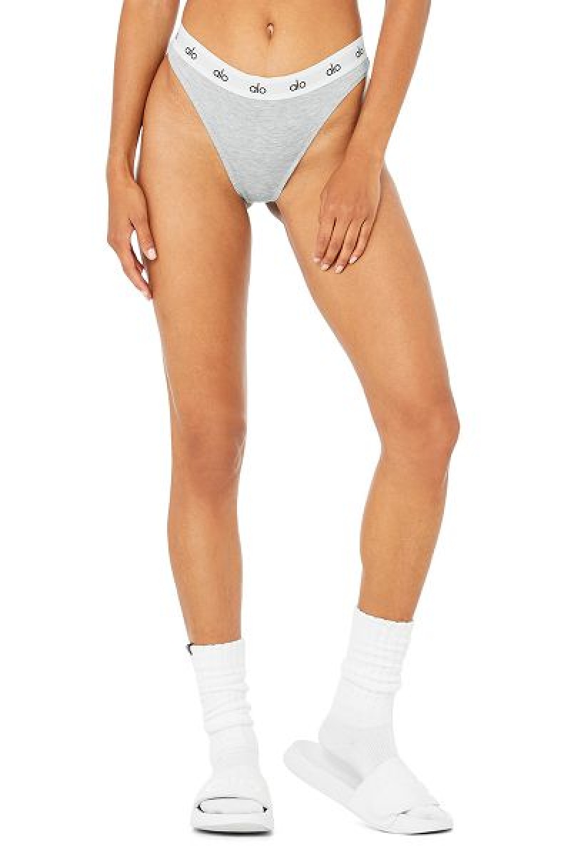 Thong Alo Yoga Icon High-Cut Feminino Cinzentas | 4291-JXVDM